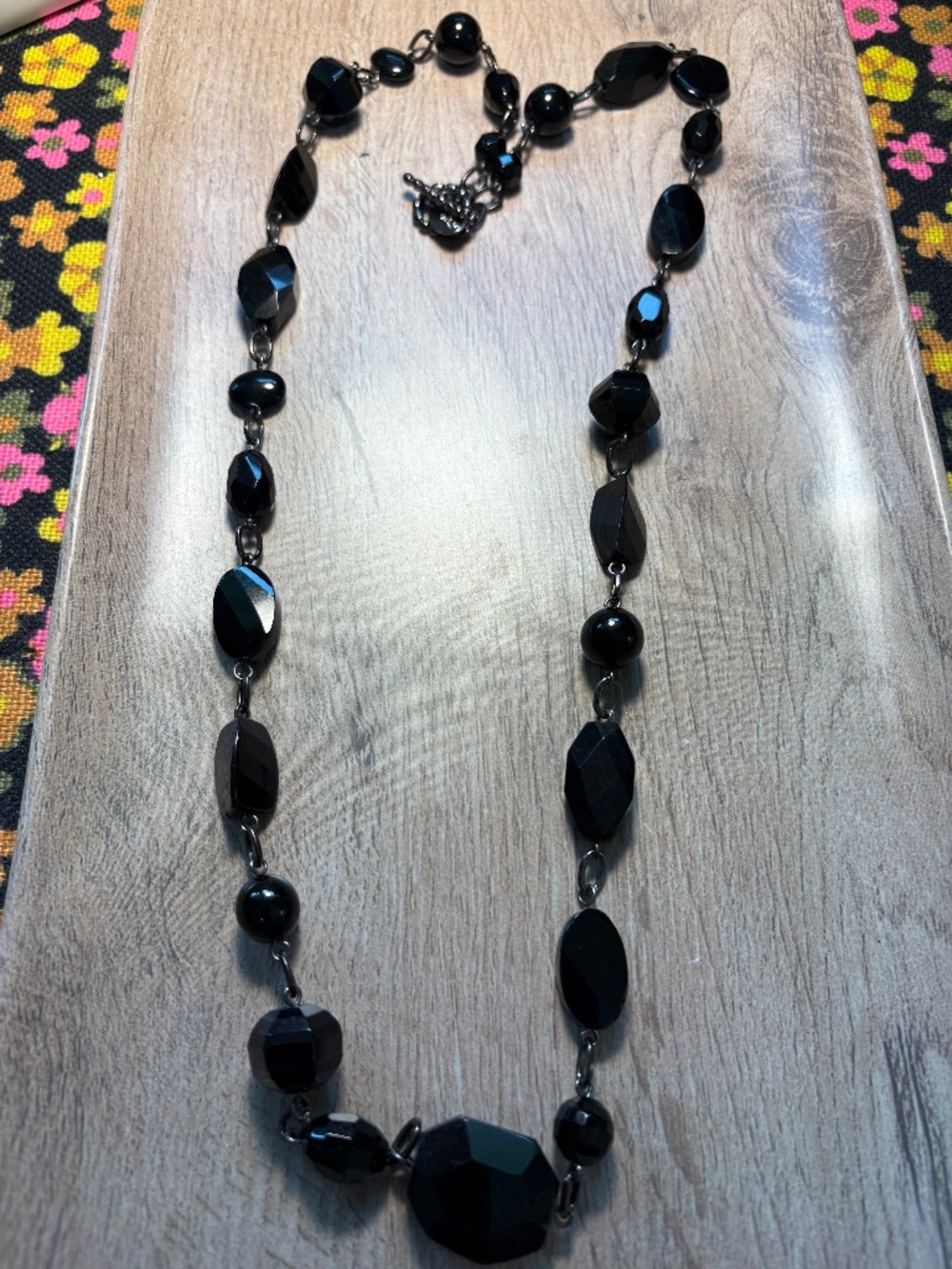 White House Black Market Black Glass Beaded Necklace